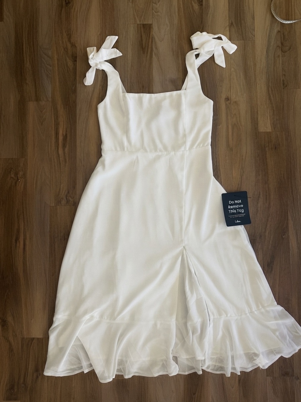 Lulus Summer Invite White Tie-Strap Tiered Midi Dress – Size XL (NWT) - Picture 7 of 7